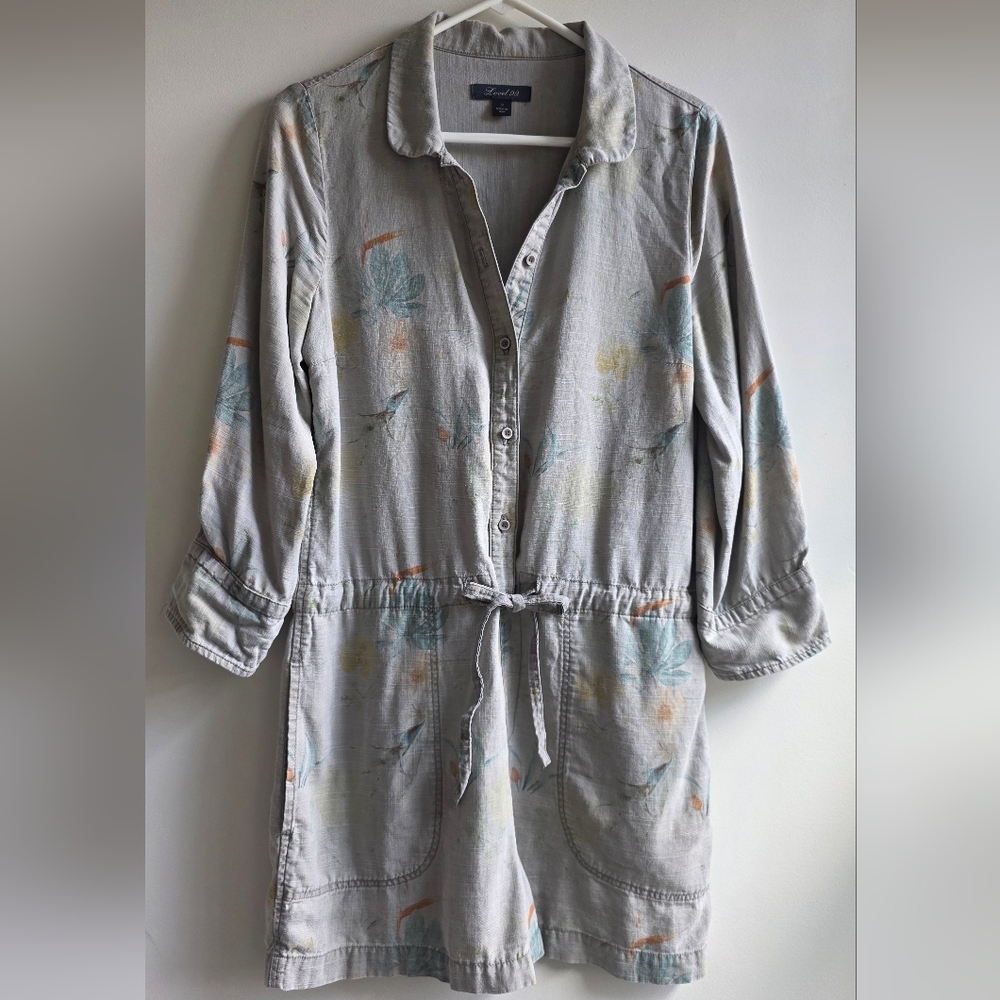 Level 99 Light Gray Romper with Pastel Accents